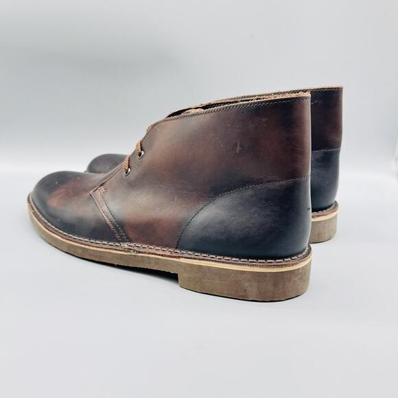 Clarks Boots Mens 11.5 Chocolate Brown Leather Bushacre 2 Chukka Ankle Lace Up - Picture 6 of 11
